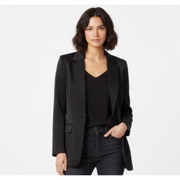 Joie Jackets & Blazers - Joie Black Satin Blazer Jacket Single Button Lapel Collar Womens Size 6